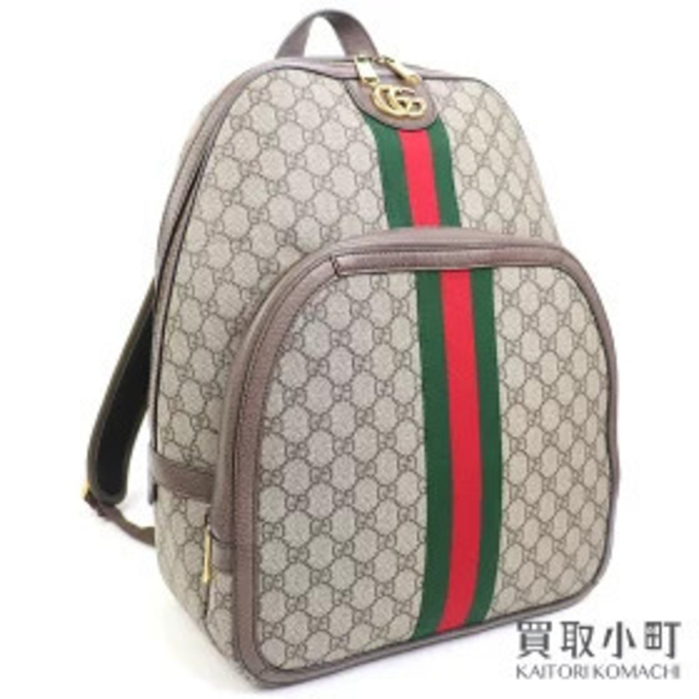 Gucci Ophidia GG Backpack Rucksack Supreme Canvas Web Stripe Beige Black